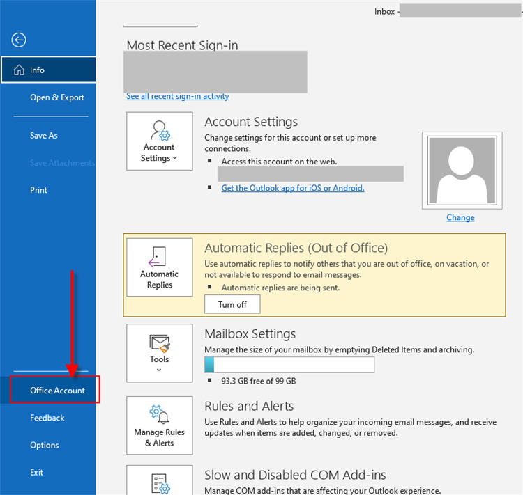 Outlook Microsoft Office 365 - Office Account
