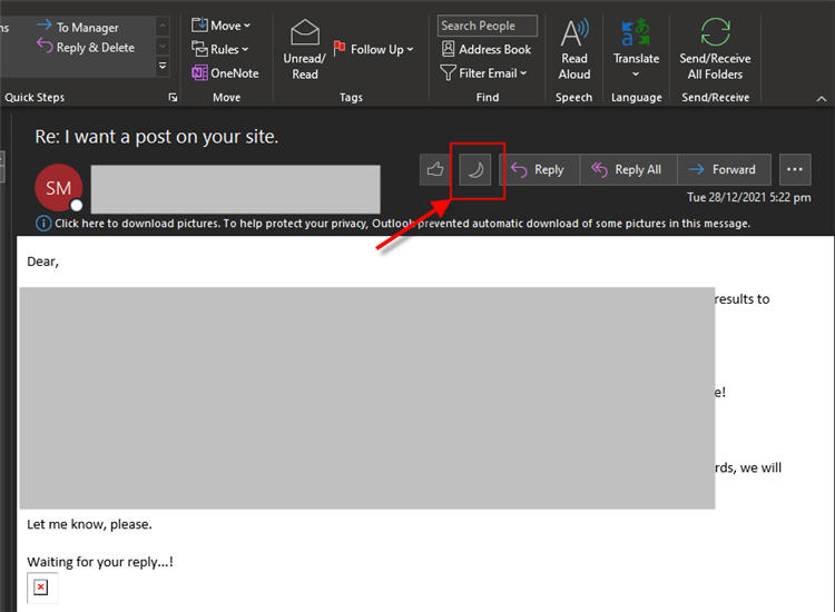 Outlook Microsoft Office 365 - Toggle Dark Mode