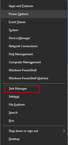 Power User Menu - Task Manager in Windows 10