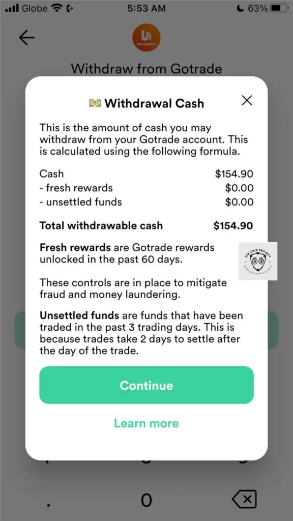 Withdrawable Amount in GoTrade