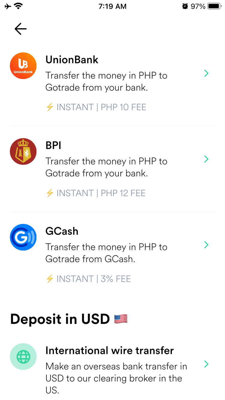 Gotrade Instant Deposit Options In The Philippines