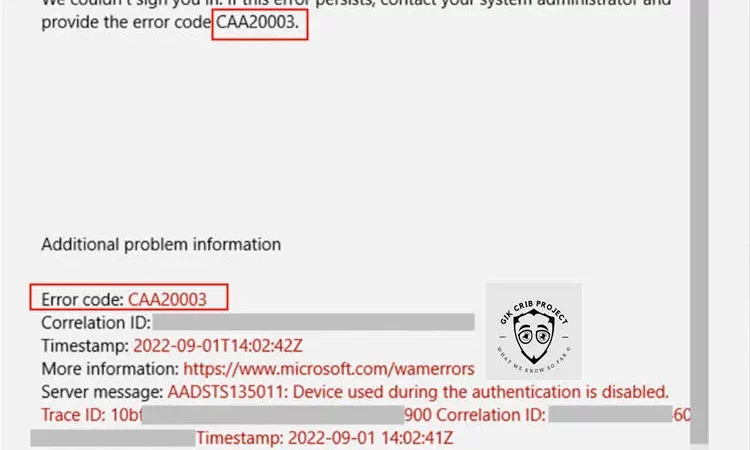 How To Fix The Microsoft Error CAA2003 Or CAA20004 When Signing In